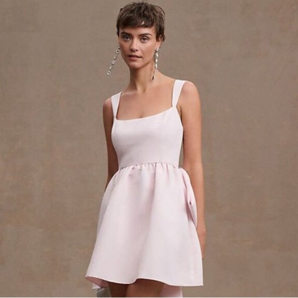 Sachin & Babi Blaine Taffeta Square-Neck Baby Pink Mini Dress